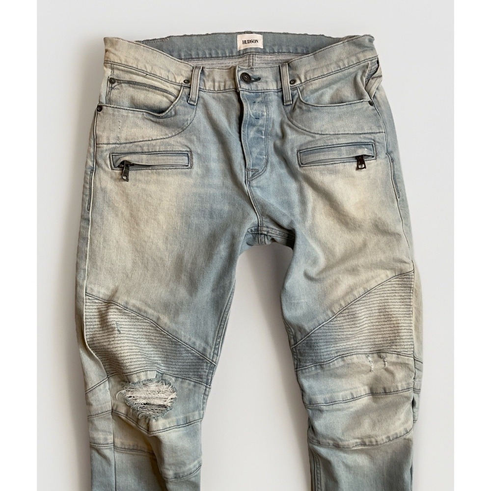 Hudson Jeans Blinder Biker Moto Distressed Denim Skinny Stretch Men's 34 X 29